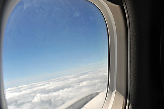 云,看,飞机,窗户