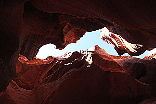 石头,特写,羚羊峡谷,山洞,岩洞,红砂岩,岩石,纹理,峡谷,山谷,亚利桑那州,北美洲,美国,自然,风景,阳光,日出,蓝天,全景,文化,景点,旅游