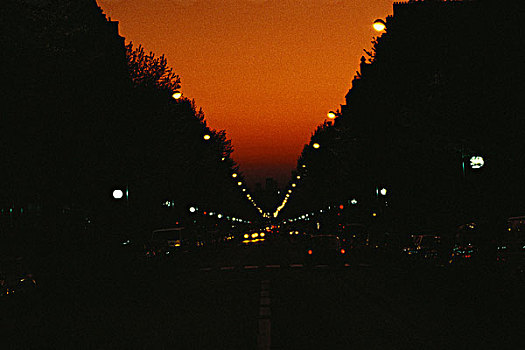 巴黎,法国,道路,黎明