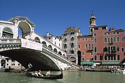小船,里亚尔托桥,大运河,威尼斯,威尼托,意大利