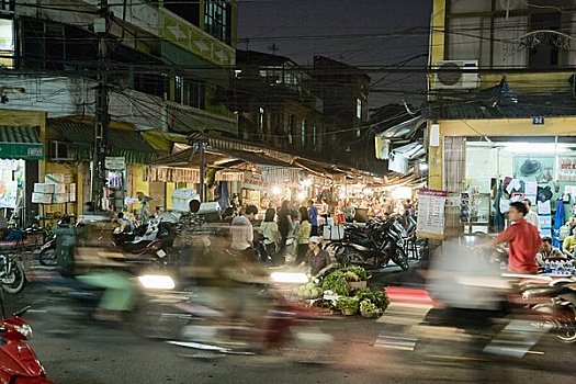 河内,市场,夜晚,老城区,越南