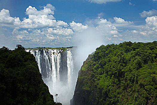 维多利亚瀑布,莫西奥图尼亚,烟,赞比西河,津巴布韦,赞比亚,边界,非洲