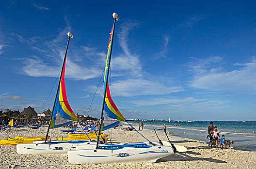 双体船,海滩,马雅里维拉,尤卡坦半岛,墨西哥