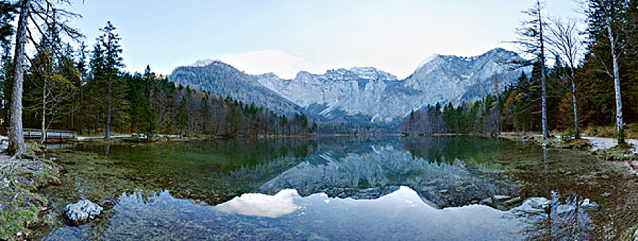 风景,湖,山,秋天,奥地利