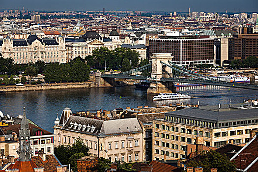 链索桥,上方,多瑙河,布达佩斯,匈牙利