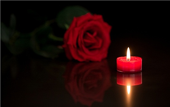 浪漫,蜡烛,红玫瑰