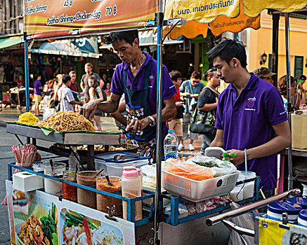 男人,准备,泰国人,小吃店,食品摊,道路,曼谷,泰国,亚洲