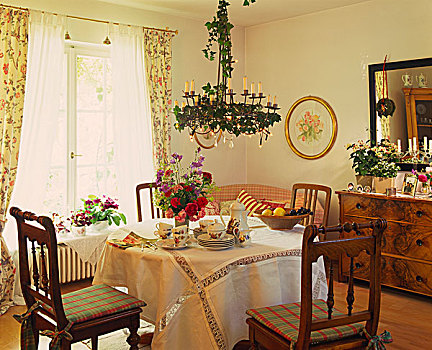 桌子,咖啡,花,客厅