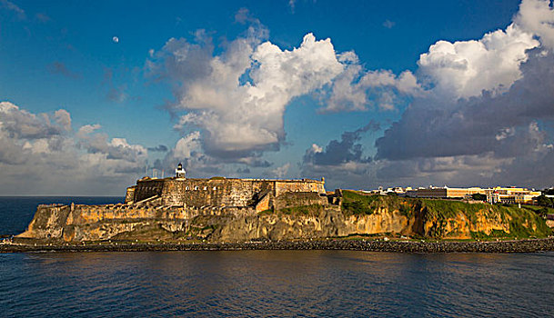 阳光,上方,要塞,莫罗城堡,老城,圣胡安,波多黎各
