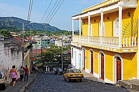 街道,殖民地,建筑,城市,本田,哥伦比亚,南美,拉丁美洲