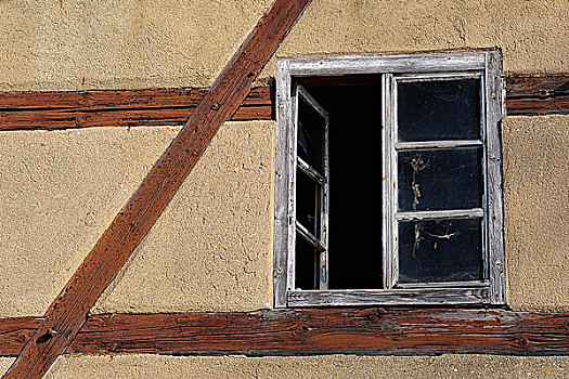 老,窗户,半木结构房屋