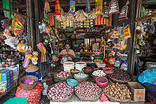 缅甸,仰光,城市,食品杂货,店