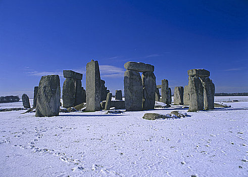 英格兰,威尔特,巨石阵,地毯,雪