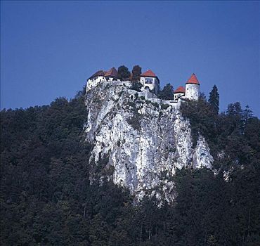 城堡,流血,山峦,朱利安阿尔卑斯,斯洛文尼亚,欧洲,欧盟