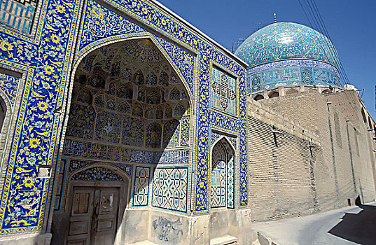 入口,砖瓦,圆顶,伊玛目清真寺,伊斯法罕,伊朗