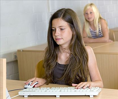 女孩,十一,岁月,学习,电脑