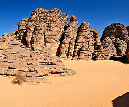 砂岩,岩石构造,阿杰尔高原,国家公园,世界遗产,阿尔及利亚,撒哈拉沙漠,北非