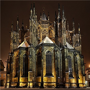 大教堂,夜晚,布拉格