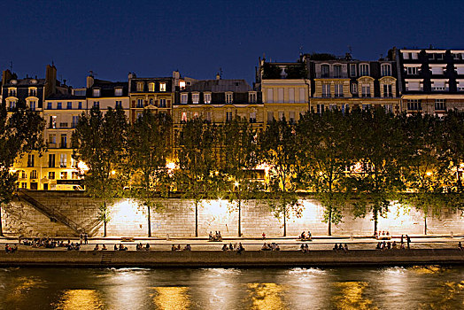 法国,巴黎,夜晚,码头