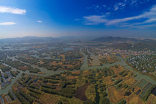 中国最美湿地,浙江省湖州市德清县下渚湖航拍