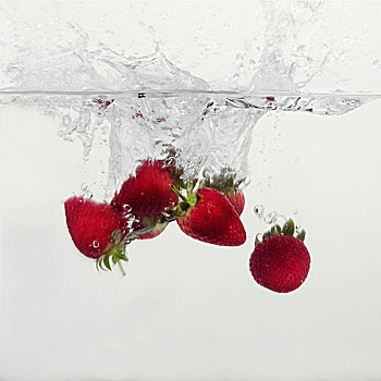 草莓,溅,水