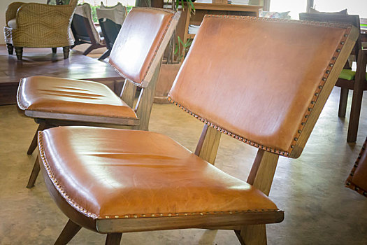 旧式,褐色,皮革,木头,椅子