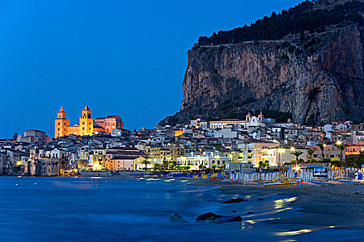 老城,海洋,蓝色,钟点,黎明,巴勒莫,省,西西里,意大利,欧洲
