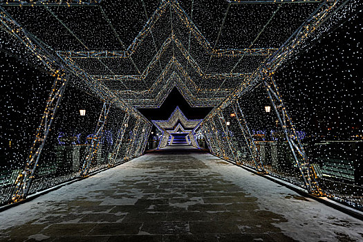 中国长春世界雕塑公园冰雪乐园夜景