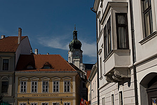 博物馆,塔,背景,房子,匈牙利