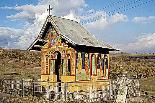 罗马尼亚,喀尔巴阡山脉,涂绘,小教堂