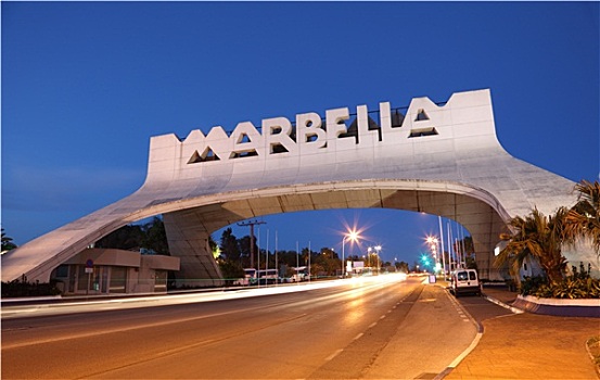马贝拉,拱形,光亮,夜晚,安达卢西亚,西班牙