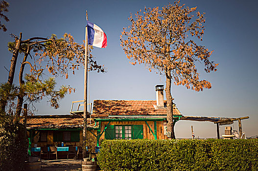 西南,法国,法国国旗,正面,木屋