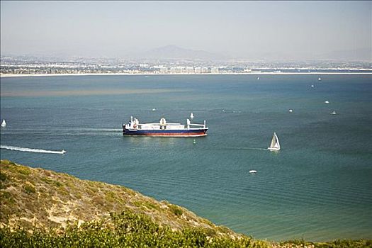 俯拍,船,航行,圣地亚哥湾,加利福尼亚,美国