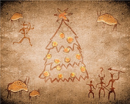 史前,石洞壁画,圣诞树