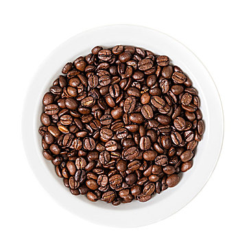 咖啡豆,白色,碗,隔绝,白色背景