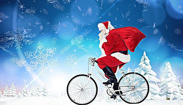 圣诞老人,递送,礼物,自行车