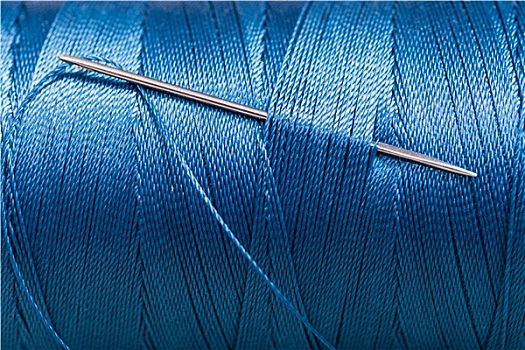 缝纫针,蓝色,线,线轴