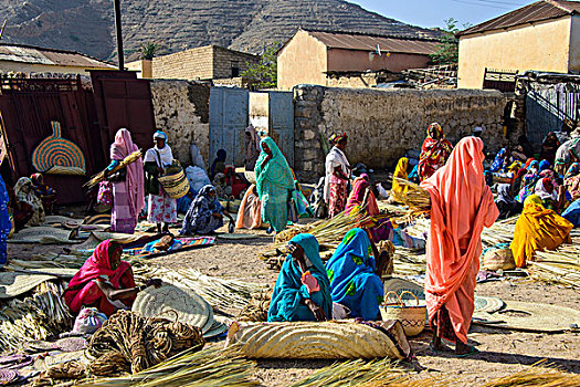 女人,销售,商品,彩色,市场,厄立特里亚,非洲