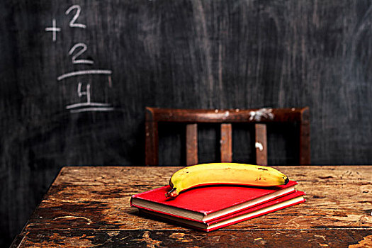 书本,香蕉,黑板,背景
