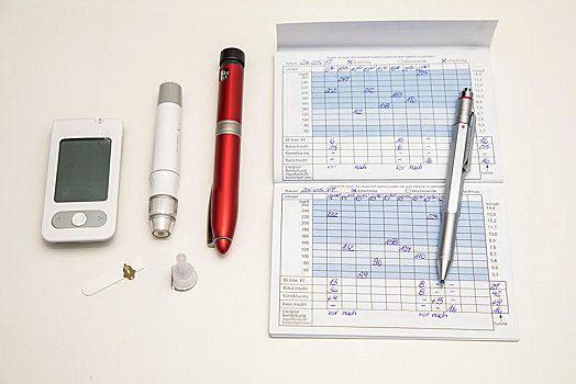 糖尿病,左边,血糖计,测验,细条,装置,胰岛素,笔,血,葡萄糖,日记,德国,欧洲