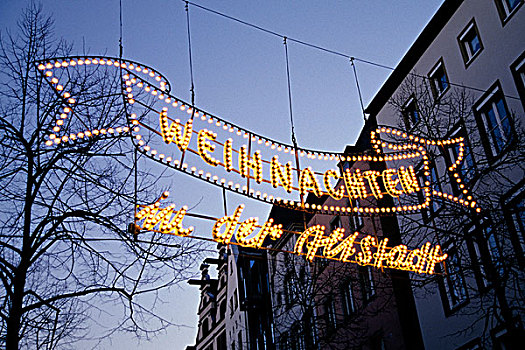 圣诞灯光,圣诞节,老,城镇,市场,北莱茵威斯特伐利亚,德国,欧洲