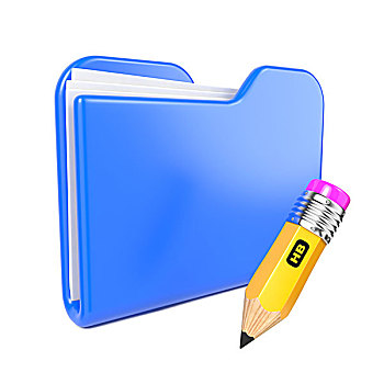 蓝色,文件夹,黄色,铅笔