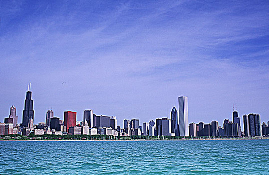 美国,芝加哥,天际线,密歇根湖