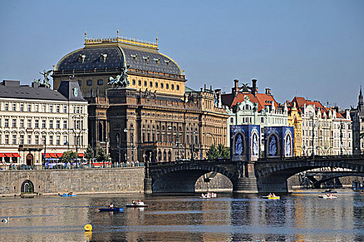 国家剧院,桥,老城,布拉格,捷克共和国,欧洲