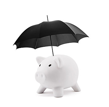 金融,保险,白色,存钱罐,伞