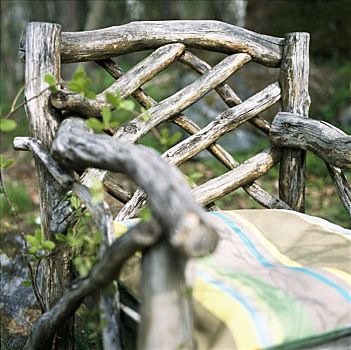 木质,花园椅,特写