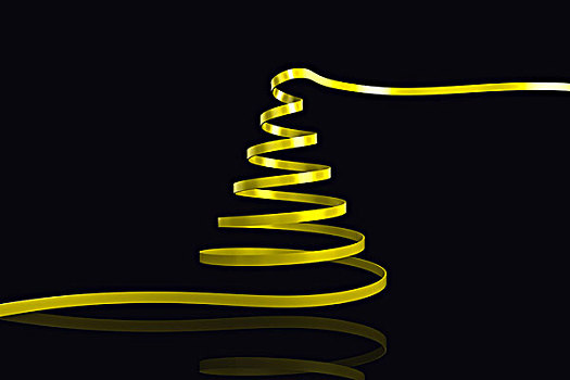 黄色,圣诞树,丝带