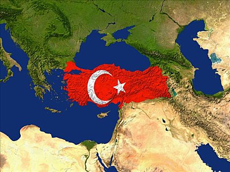 卫星图,土耳其,旗帜,遮盖