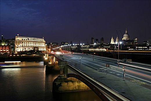 英国,英格兰,伦敦,黑衣修道士桥,建筑,圣保罗大教堂