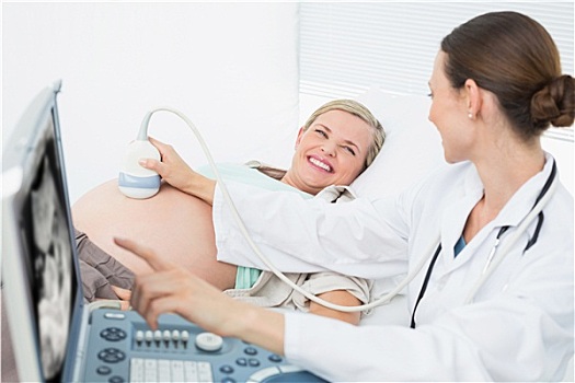 高兴,女医生,展示,女人,婴儿,超声波